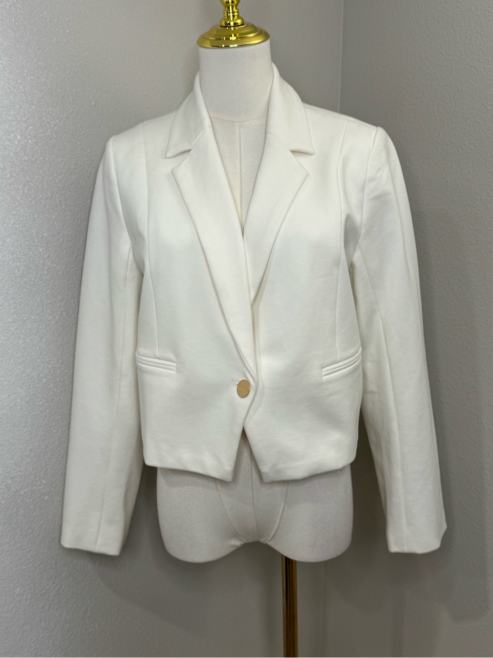 SPANX White Cropped Blazer Jacket One Button Stretch Career Size Medium
